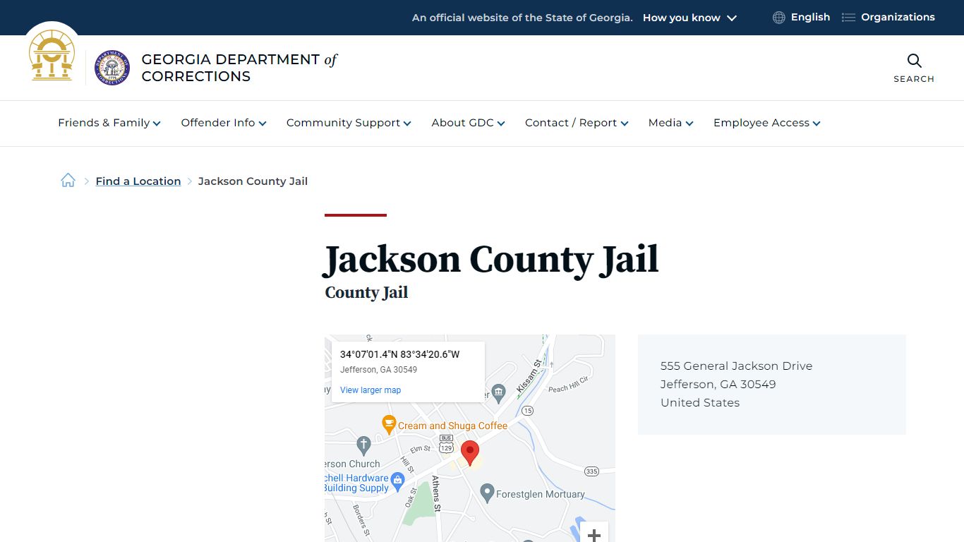 Jackson County Jail | Georgia Department of Corrections